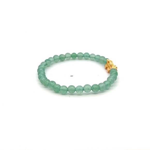 18K Gold Pixiu Piyao Bracelet Gemstone Mini Beads Aventurine 4mm - Picture 5 of 5